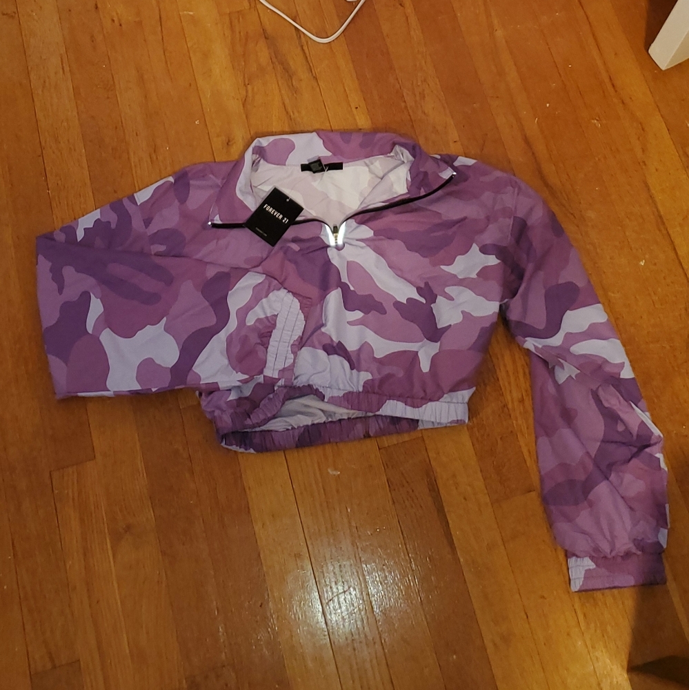 Purple camo cropped windbreaker